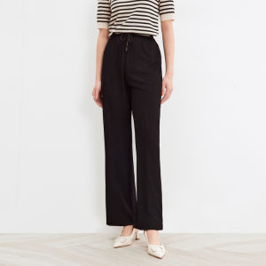 Koradior | Comfortable Drawstring Black Straight Pants