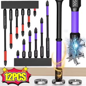12PCS Magnetic Screwdriver Bits Non-slip Shockproof Phillips Impact Bits Hex Shank Alloy Steel Bits Suitable for Power Tools