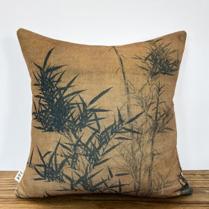 Thickened Linen Pillow SSong Style Soft Home Decor New Chinese Style Fabric Art for Tea Room Homestay Plant Floral Living Room