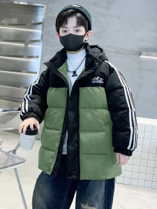 เสื้อแจ็คเก็ตผ้าฝ้ายหนาสำหรับเด็กชายฤดูหนาว 2025 ใหม่ เสื้อผ้าเด็กชาย ขนนกหวี ขนนกหวี แขนยาว ปกตัว ปกตัว ฤดูหนาว เสื้อผ้าเด็กชาย