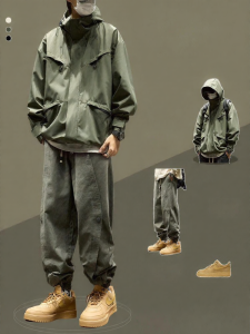 SZON | Men Autumn Winter American Casual Outdoor Outfit Jacket Trousers