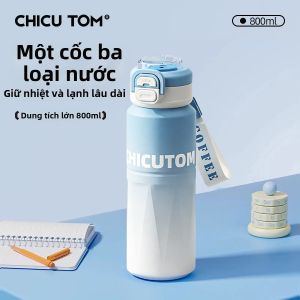 CHICU TOM | Bình giữ nhiệt có ống hút thiết kế cao cấp cho nữ