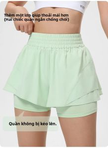 Quần Short Nữ Mỏng Thoáng Khí Co Giãn Cao Chống Chói Dùng Cho Tập Luyện Thể Thao Chạy Bộ Dài Ba Phần Chất Liệu Dệt Kim Trơn