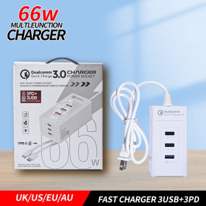 Multi Port USB Charger Station 20W QC3.0 Fast Charging with Type C iOS Charge Cable Wall Charger For Smart Phone Tablet with US Plug