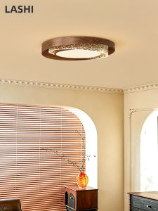 LANGSHANGZHAOMING | Retro Walnut Color Crackle Pattern Ceiling Light