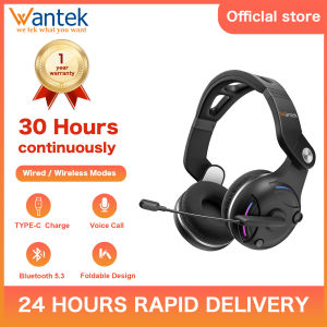 Wantek Wireless Headset with Microphone for Computer Bluetooth Headset with Noise-Canceling Microphone and HI-FI Stereo USB Wireless Headphones for Laptop 48 Hours of Working Time