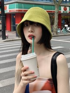 หมวกชาวประมงฤดูร้อนแบบบางระบายอากาศได้ดีสำหรับผู้หญิง หมวกบังแดดแบบใหม่ปี 2025 ขนาดเล็ก หมวกทรงกลมแบบลำลองสำหรับเด็กและเยาวชน