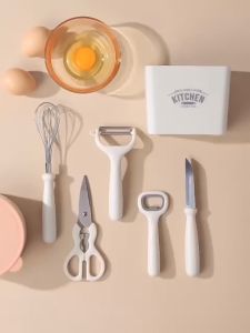 Bộ Dao Và Đồ Dùng Nhà Bếp 6 Món Đa Chức Năng Tiện Lợi Dao Nhà Bếp Kéo Dao Bào Khui Bia Đánh Trứng Hộp Đựng