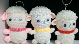 Móc khoá Cừu bằng len handmade