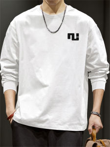 JIANMUJI | Heavy Pure Cotton Long Sleeve T-Shirt for Men Loose Round Neck Sweatshirt