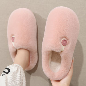 Dép Bông Lót Lông Cừu Đế Dày Mùa Đông Ấm Áp Chống Trượt Cho Cặp Đôi Dép Bông Đế Dày Cho Nam Và Nữ