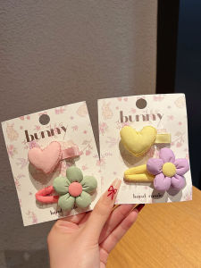 สไตล์เกาหลี กิ๊บติดผมดอกไม้ทิวลิปปักสําหรับเด็กผู้หญิงหัวใจรักผ้าศิลปะเครื่องประดับผม ฤดูใบไม้ผลิ สินค้าใหม่