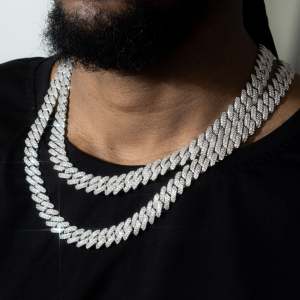 Hip Hop 5A+ Bling Cuban Link Chain Iced Out Exquisite Necklace For Men Father Day Jewelry to Husband Fashion Gift Rhinestone