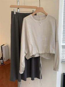 High-End Grey Loose Womens Sun Protection Shirt Drawstring Korean Style Commute Silk Top Versatile Cool Sensation