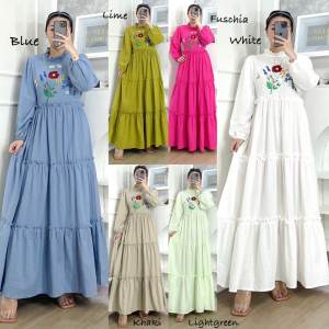 CJ - MAXI DRESS 2203 SARAH EMBROIDERY RUFFLE MAXI FLARE DRESS PREMIUM