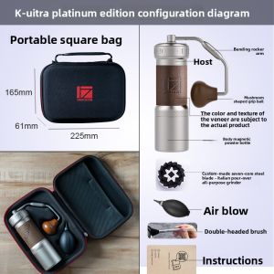 1Zpresso KULTRA/JULTRA Coffee Grinder-Portable Manual Espresso Burr Grinder with Super Bearing Cool Dark Black & Extreme Silver