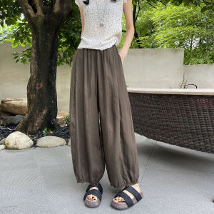 La Chapelle | Lace Trim Tencel Loose Pants 3/4 Length