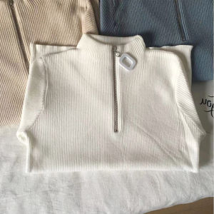 WANGGONGZHU | Womens Fleece Lined Thick Long Sleeve Half High Collar Base Shirt Autumn Winter Slim Fit Outerwear Style Commute Fashion Korean Version