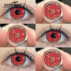 Kính Áp Tròng Cosplay EYESHARE 1 Cặp Màu Trắng Kính Áp Tròng Màu Halloween Trang Điểm Mắt Đỏ Mắt Đen Điên Rồ Dùng Một Năm Chất Liệu HEMA