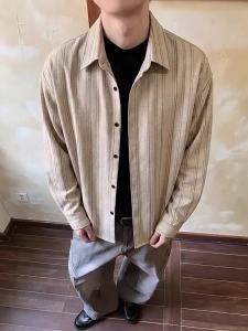 OUMULONG | Striped Comfortable Breathable Mens Casual Shirt