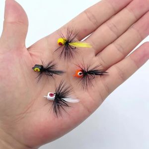 #10 Popper Fly Fishing Lures Foam Floating Topwater Bugs Saltwater Flies with 4 Colors Pattern for Bass Panfish Trout Bream