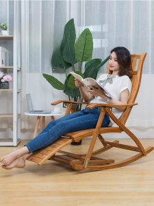 Foldable Rocking Chair Recliner Elderly Balcony For Home Lunch Break Adult Casual Bamboo Rocking Chair Adult Summer Bean Bag Cool Chair