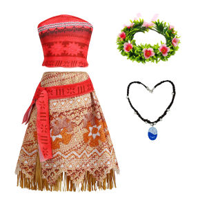 Kids Island Princess Cosplay Outfit with Fringe Skirt & Accessories for Halloween Birthday & Themed Party Fancy Dress