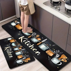 VIKAMA Spring/Summer Flannel Kitchen Floor Mat Non-Slip Absorbency Entrance Door Mat Corridor Laundry Strip Carpet Home Decor