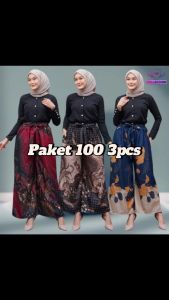 Celana Kulot Batik Wanita Katun Premium Terbaru M-L-XL - Paket 3pcs Random