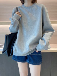 Womens Thickened Fleece Hoodie round Neck Loose Fit Fashionable Autumn Winter Large Size Sweatshirt Korean Style Long Sleeve