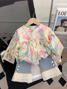 Áo Sơ Mi Dài Tay Thời Trang Cho Bé Gái Mùa Thu Xuân 2025 Áo Cổ Tròn in Họa Tiết Trẻ Em Công Chúa Trẻ Em