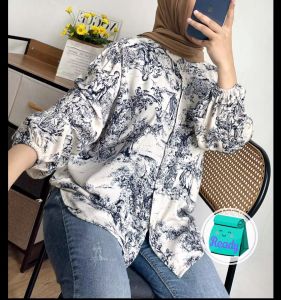 Kemeja Wanita Viral Atasan Rayon Motif Kekinian Blouse Oversize Motif/Atasan Wanita Kekinian Rayon Blouse Oversize Motif Terlaris BUSANAMUSLIM WANITA\atasan wanita viral\baju formal\
