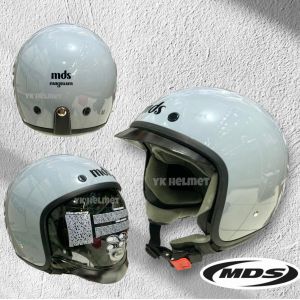 HELM MDS MAGNUM SOLID GREY  - Helm stylish clasik semi helm bogo