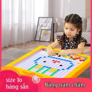 (Size to 31cmx31cm) Bảng nam châm từ tính kèm BÚT + 20 TRANH MẪU rèn tư duy logic bảng xếp hình hạt đậu cho bé