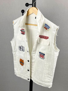 Áo Vest Denim Xe Máy Màu Trắng D2 Cho Nam Thời Trang Đường Phố Thường Ngày Thường Năm Mùa Xuân Thu Đông Áo Vest Thường