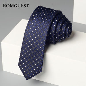 Korean Style Mens Dress Tie Womens Decorative Host Announcer College Style Student Thin Narrow 5cm Blue Grid White Dot