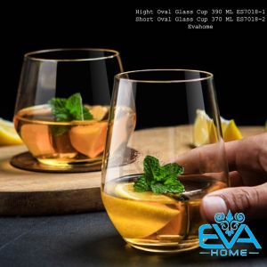 Set 6 Ly Thuỷ Tinh Dáng Oval Glass Cup Gồm 3 Ly Lùn 370 Ml Short Oval Cup ES7018-2 Và 3 Ly Lỡ 390ML Hight Oval Cup ES7018-1