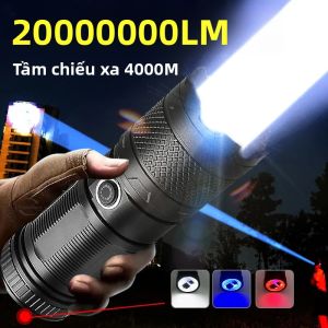 20000000LM Đèn Pin LED Cao Cấp USB Sạc COB Di Động Zoom Tay Đèn Cắm Trại Ngoài Trời Khẩn Cấp Với Chống Sốc Power Bank Chức Năng