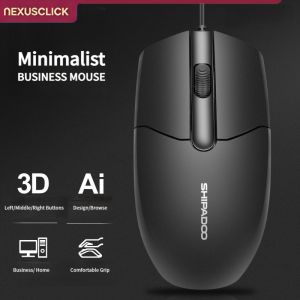 NexusClick Durable Affordable USB Wired Mouse 3 Silent Buttons Optical Office Computer Mice for Laptop PC Daily Home Gaming Use