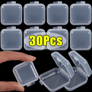 50/30pcs Mini Square Transparent Plastic Box Dustproof Beads Storage Containers Box with Lid Travel Jewelry Packaging Box for Storaging Small Items Crafts Jewelry Hardware
