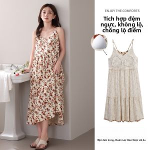 MiiOW | MiiOW Catwoman Đồ ngủ nữ mùa hè mỏng gợi cảm Pure Desire dây đeo có đệm ngực mặc ở nhà ngoài trời Váy dài cổ chữ V