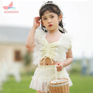 Cute Princess Style Childrens Swimwear Girls Bikini Skirt Lace Soft Tulle Medium to Large Childrens Nylon Spandex Swimsuit