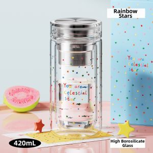 DONGJINGBEIWEI | Female Double Wall Borosilicate Heat Resistant Glass Tea Separation Cup