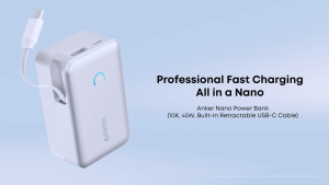 Anker Nano PowerBank 10000mAh 45W with Built-In Retractable USB-C Cable Ultra Compact and Portable for iPhone 17/16/15 Series Samsung