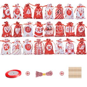 Advent Calendar Gift Bag Set 24pcs/set DIY Christmas Advent Calendar Santa Claus Christmas Doll Merry Christmas Navidad kid Gift