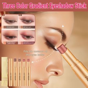 Three Color Gradient Eyeshadow Stick Sweatproof Long Lasting Pearlescent Shimmer Eyeshadow Pen Beginners Eye Makeup