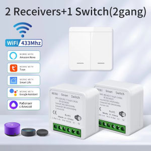 1/2/3Gang Wall Switch RF 433MHz Wireless Light Switch WiFi-Switch Work With Tuya Smart Life APP Voice Control Alexa Google Home