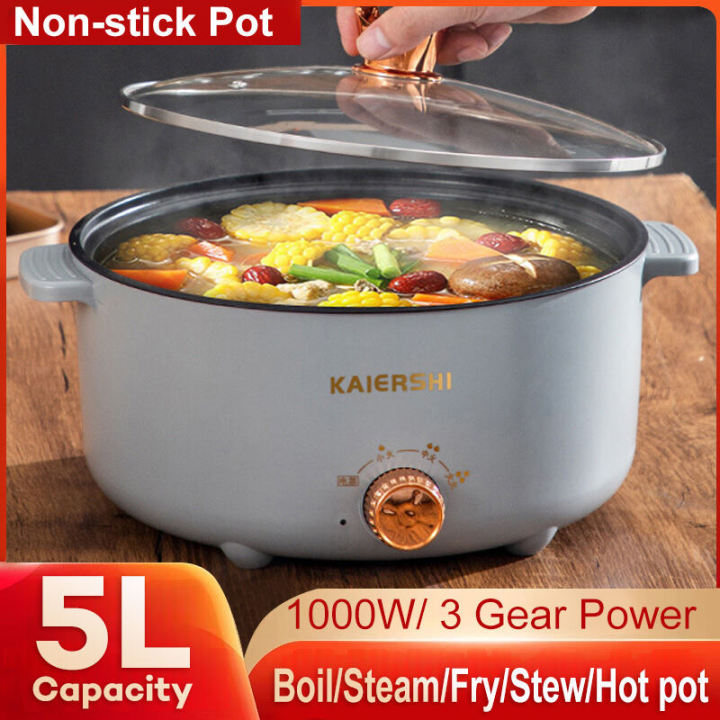 [COD]5L Multi Electric Cooker 1000W 3 Gear Adjustment Double Handle ...