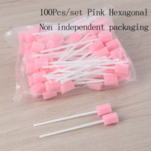 JULYHOT 100pcs Disposable Oral Care Sponge Swab Tooth Cleaning Mouth Swabs With Stick