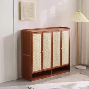 Rak Kasut Bertutup Bamboo 2/3/4Doors Waterproof Rattan Shoes Cabinet Almari Kasut Shoes Rack Rak Kasut Shoe Cabinet 鞋柜 鞋架
